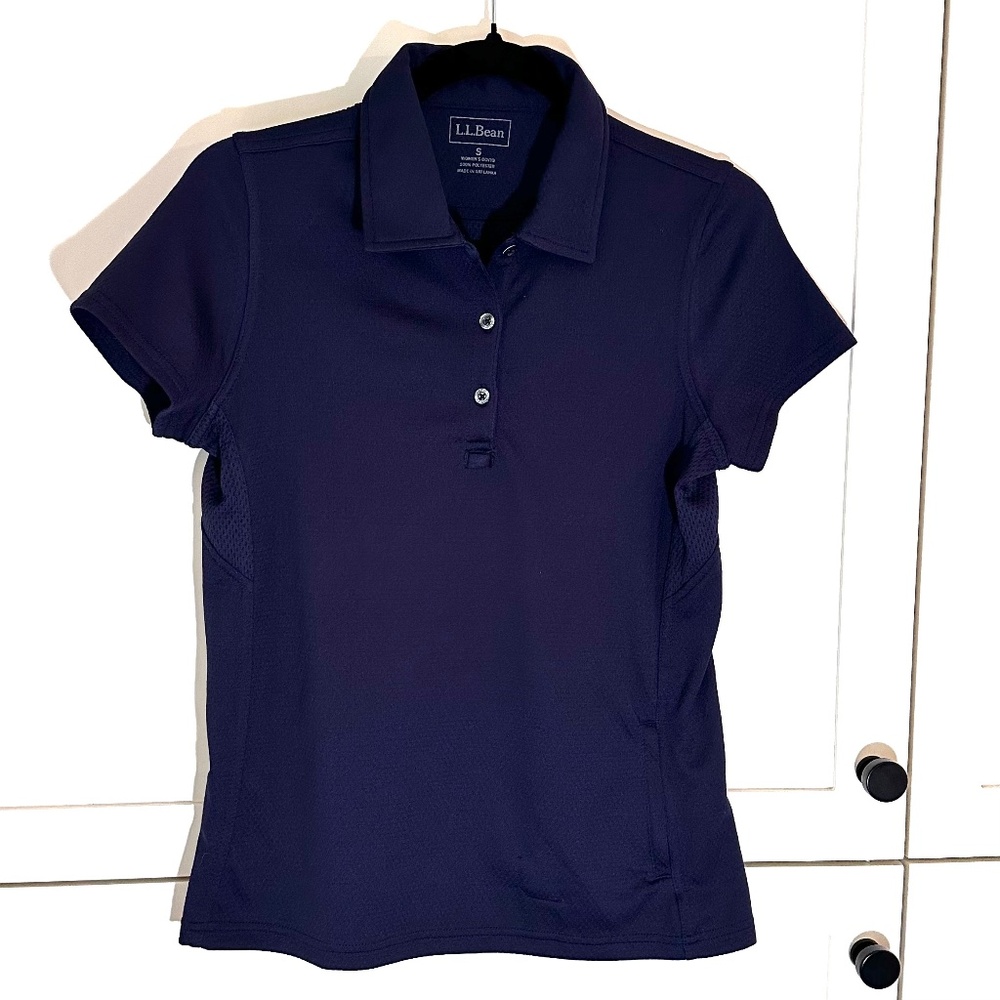 L.L. Bean Short Sleeve Navy Golf Polo Shirt Polyester; Women's Small (S 6-8)